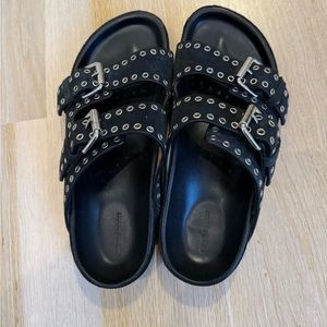 Isabel Marant Suede Double Buckle Lennyo Slides